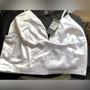 White satin bralette straps adjustable size XL